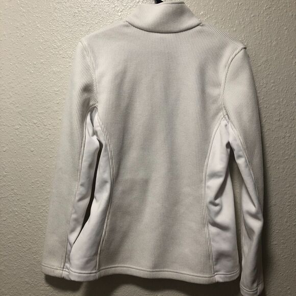 spyder jacket large core white women's sweater knit full zip fitted blue g1 - Picture 5 of 13
